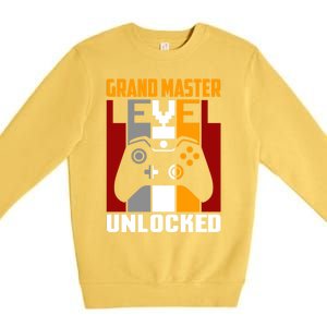 Grand Master Level Unlocked Video Gaming Expert Gamer Funny Gift Premium Crewneck Sweatshirt