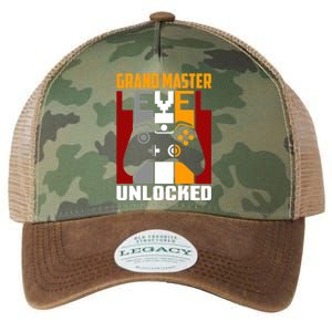 Grand Master Level Unlocked Video Gaming Expert Gamer Funny Gift Legacy Tie Dye Trucker Hat