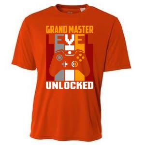 Grand Master Level Unlocked Video Gaming Expert Gamer Funny Gift Cooling Performance Crew T-Shirt