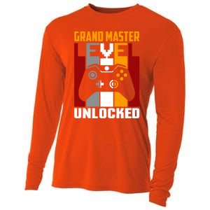 Grand Master Level Unlocked Video Gaming Expert Gamer Funny Gift Cooling Performance Long Sleeve Crew