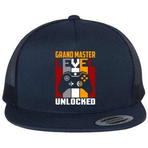 Grand Master Level Unlocked Video Gaming Expert Gamer Funny Gift Flat Bill Trucker Hat