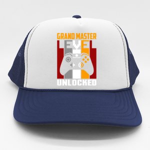 Grand Master Level Unlocked Video Gaming Expert Gamer Funny Gift Trucker Hat