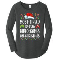 Gamer Most Likely To Play Video Games On Christmas Women's Perfect Tri Tunic Long Sleeve Shirt