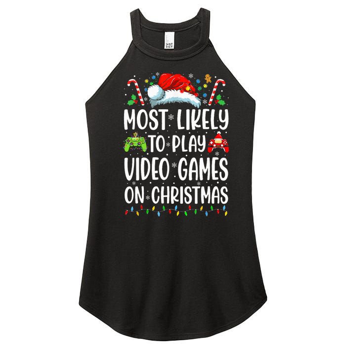 Gamer Most Likely To Play Video Games On Christmas Women's Perfect Tri Rocker Tank