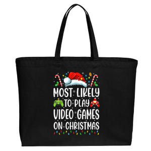 Gamer Most Likely To Play Video Games On Christmas Cotton Canvas Jumbo Tote