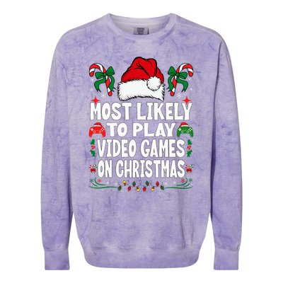 Gamer Most Likely To Play Video Games On Christmas Colorblast Crewneck Sweatshirt