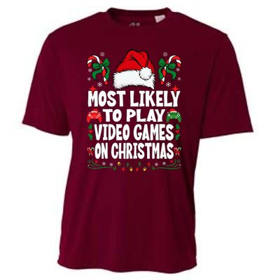 Gamer Most Likely To Play Video Games On Christmas Cooling Performance Crew T-Shirt