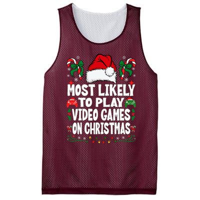 Gamer Most Likely To Play Video Games On Christmas Mesh Reversible Basketball Jersey Tank