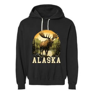 Glacier Mountain Landscape Alaskan Wildlife Alaska Moose Garment-Dyed Fleece Hoodie