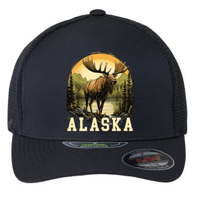 Glacier Mountain Landscape Alaskan Wildlife Alaska Moose Flexfit Unipanel Trucker Cap