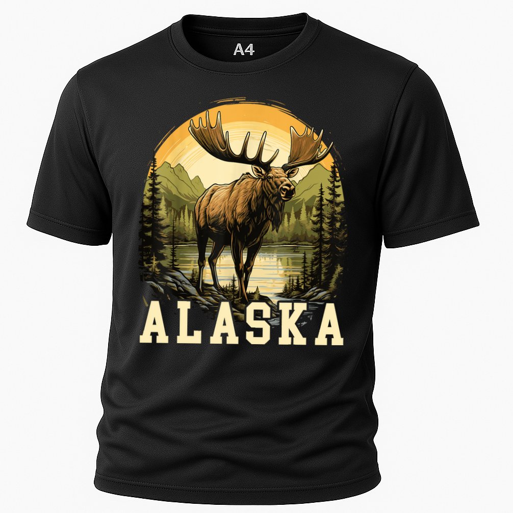 Glacier Mountain Landscape Alaskan Wildlife Alaska Moose Cooling Performance Crew T-Shirt