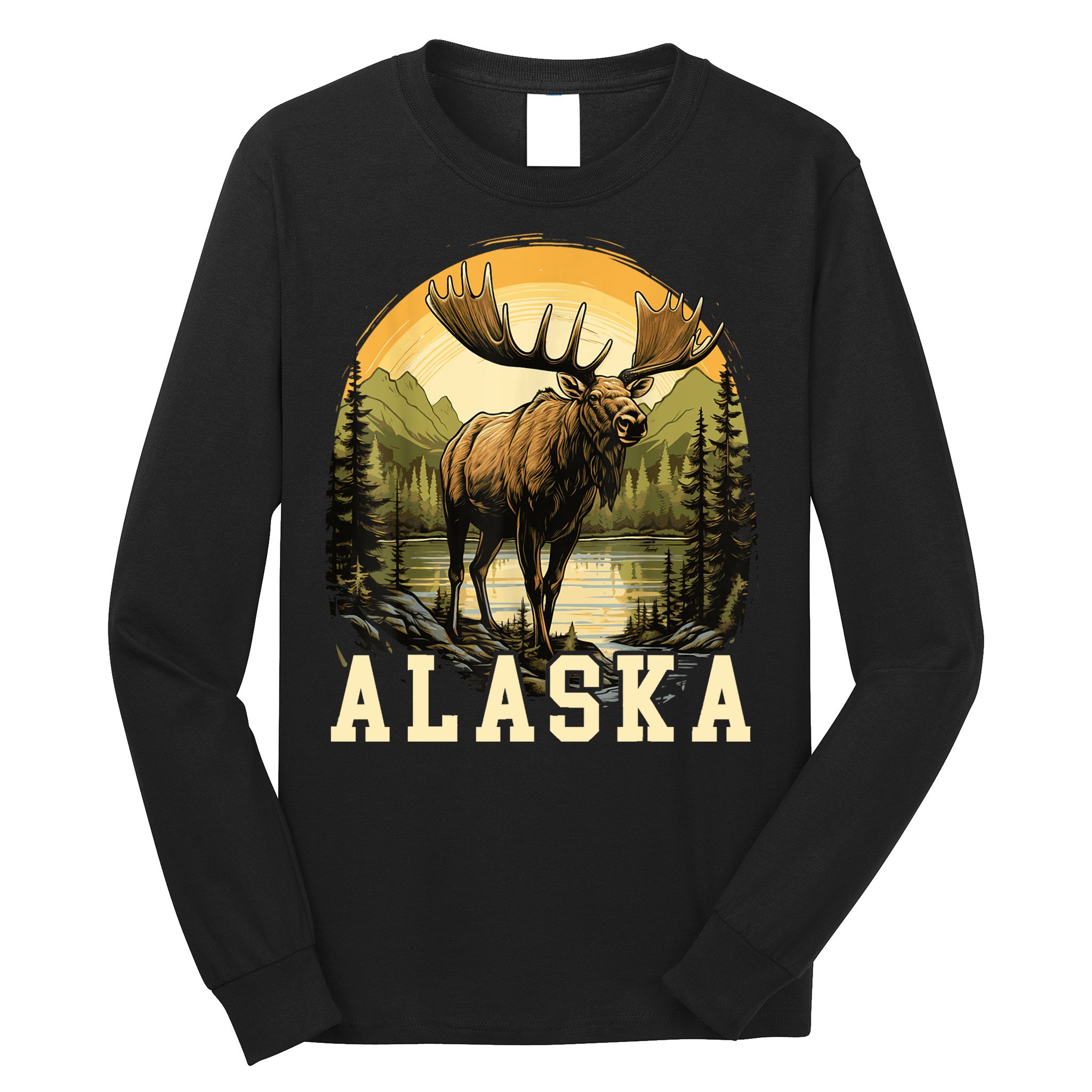 Glacier Mountain Landscape Alaskan Wildlife Alaska Moose Long Sleeve Shirt
