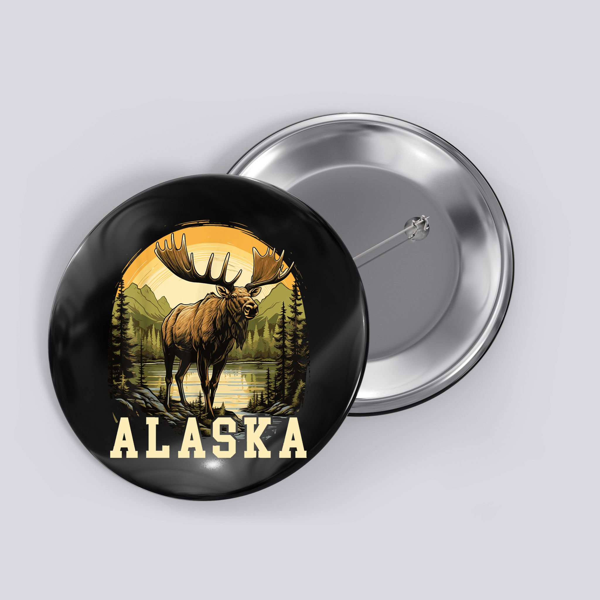 Glacier Mountain Landscape Alaskan Wildlife Alaska Moose Button