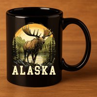Glacier Mountain Landscape Alaskan Wildlife Alaska Moose 11oz C Handle Ceramic Mug