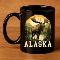Glacier Mountain Landscape Alaskan Wildlife Alaska Moose 11oz C Handle Ceramic Mug