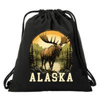 Glacier Mountain Landscape Alaskan Wildlife Alaska Moose Drawstring Bag