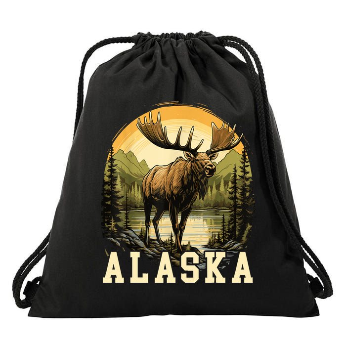 Glacier Mountain Landscape Alaskan Wildlife Alaska Moose Drawstring Bag