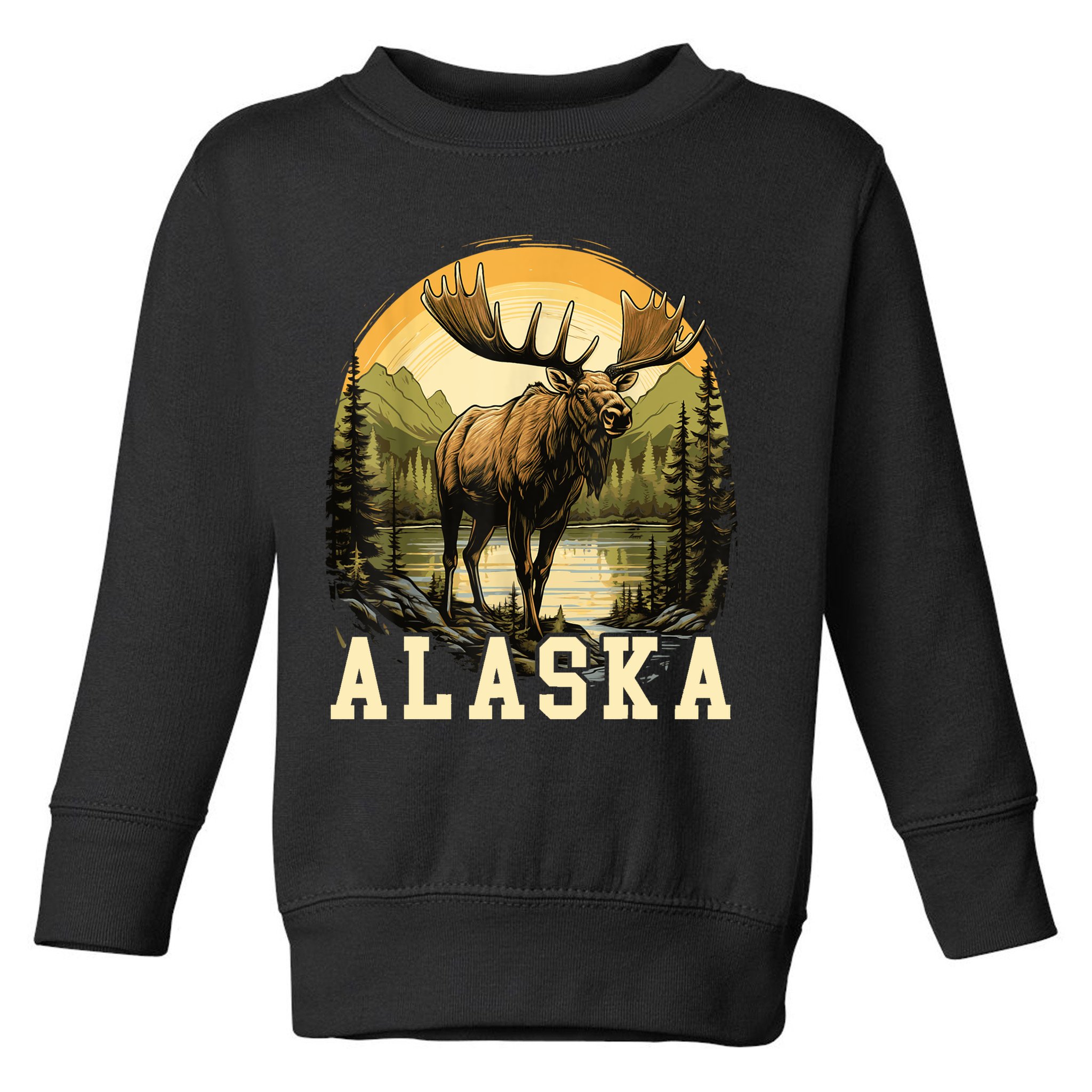 Glacier Mountain Landscape Alaskan Wildlife Alaska Moose Toddler Sweatshirt