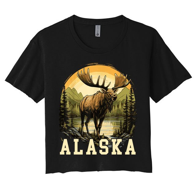 Glacier Mountain Landscape Alaskan Wildlife Alaska Moose Crop Top