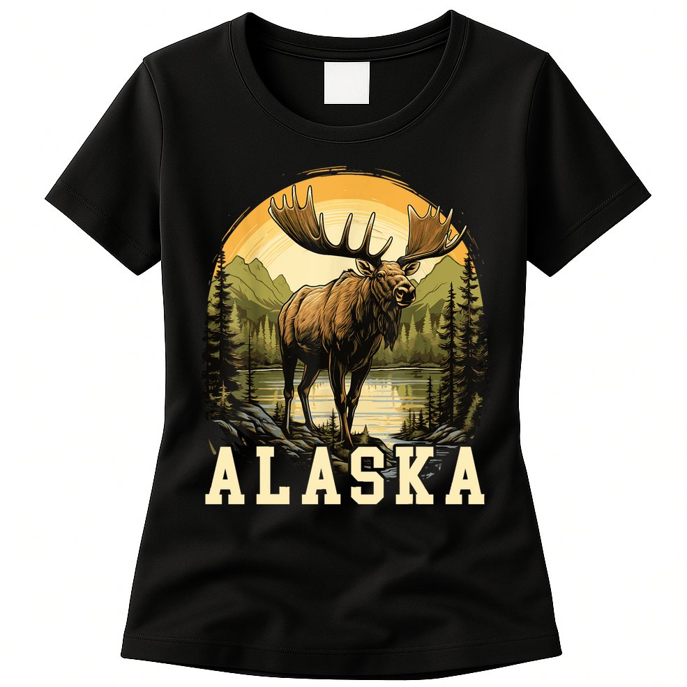Glacier Mountain Landscape Alaskan Wildlife Alaska Moose Womens T-Shirt