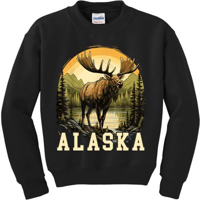 Glacier Mountain Landscape Alaskan Wildlife Alaska Moose Kids Sweatshirt