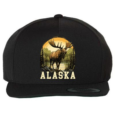 Glacier Mountain Landscape Alaskan Wildlife Alaska Moose Wool Snapback Cap