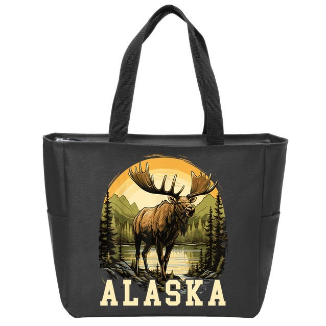 Glacier Mountain Landscape Alaskan Wildlife Alaska Moose Zip Tote Bag