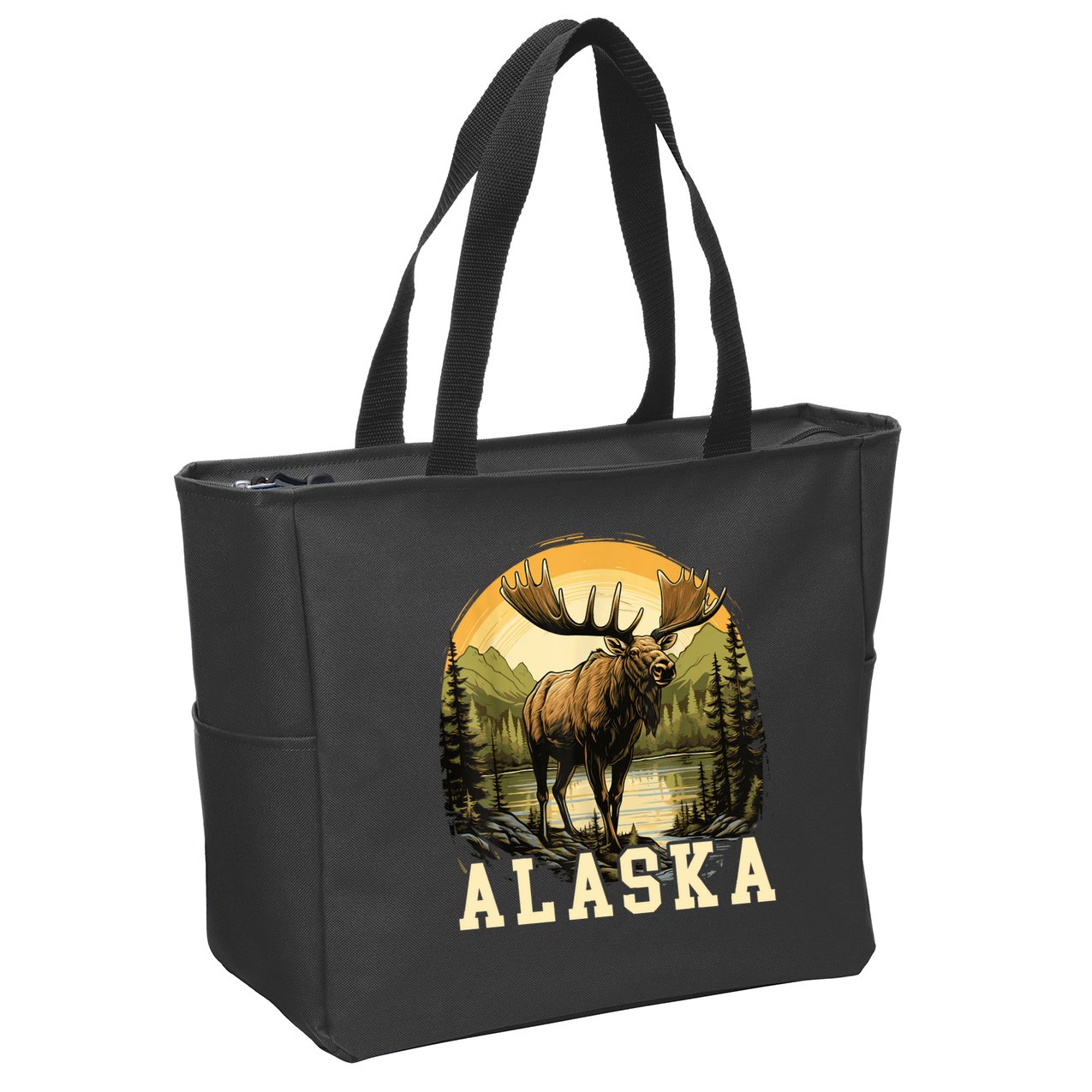 Glacier Mountain Landscape Alaskan Wildlife Alaska Moose Zip Tote Bag