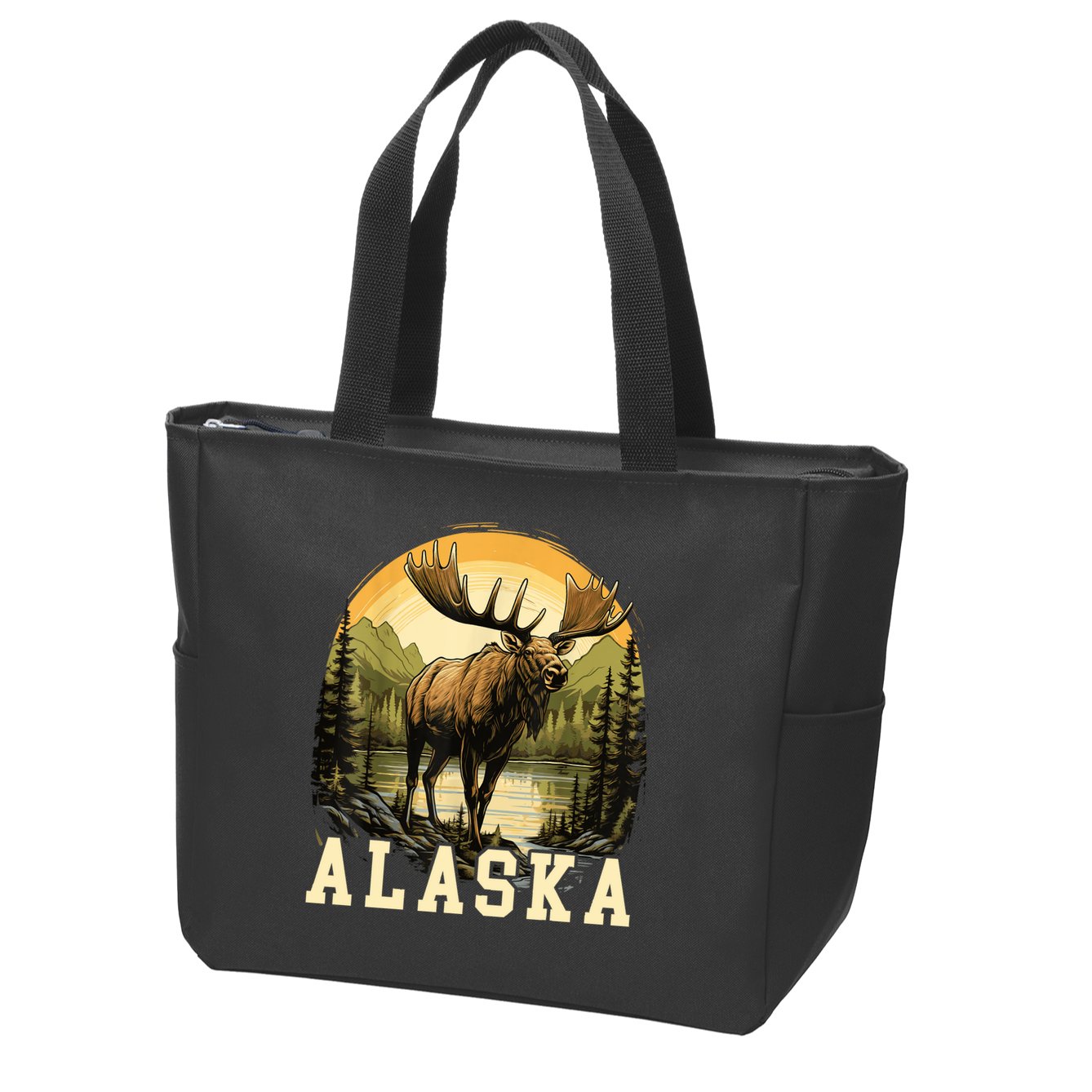 Glacier Mountain Landscape Alaskan Wildlife Alaska Moose Zip Tote Bag