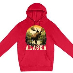 Glacier Mountain Landscape Alaskan Wildlife Alaska Moose Premium Pullover Hoodie