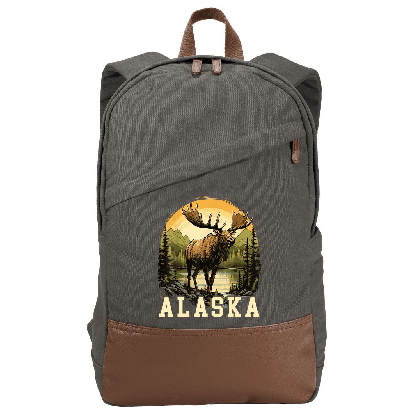 Glacier Mountain Landscape Alaskan Wildlife Alaska Moose Cotton Canvas Backpack