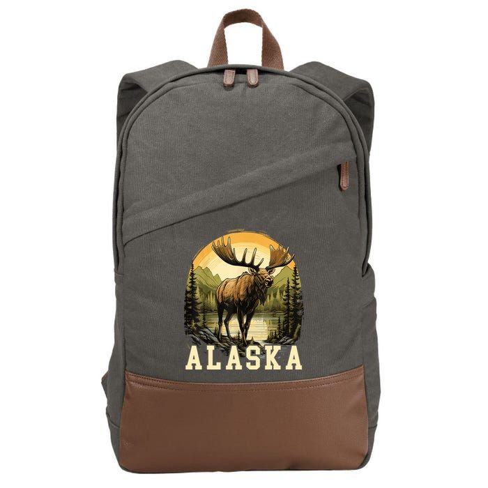 Glacier Mountain Landscape Alaskan Wildlife Alaska Moose Cotton Canvas Backpack