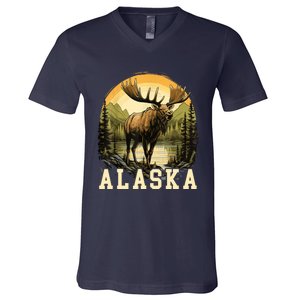 Glacier Mountain Landscape Alaskan Wildlife Alaska Moose V-Neck T-Shirt