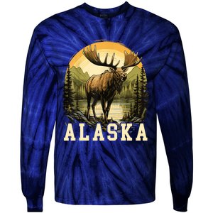 Glacier Mountain Landscape Alaskan Wildlife Alaska Moose Tie-Dye Long Sleeve Shirt