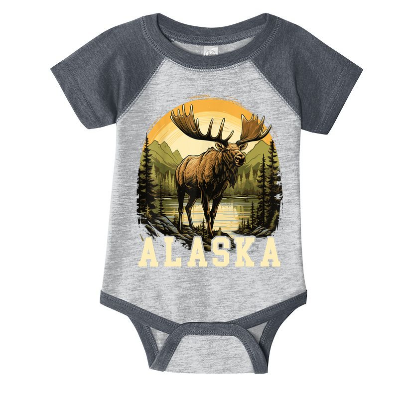 Glacier Mountain Landscape Alaskan Wildlife Alaska Moose Infant Baby Jersey Bodysuit