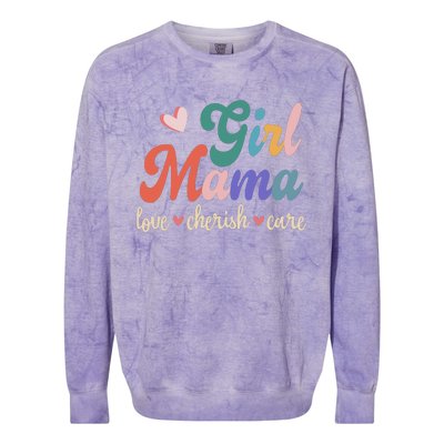 Girl Mama Love Cherish Care Family Colorblast Crewneck Sweatshirt