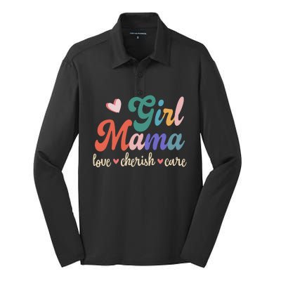 Girl Mama Love Cherish Care Family Silk Touch Performance Long Sleeve Polo