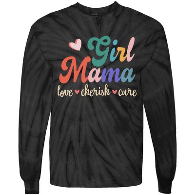 Girl Mama Love Cherish Care Family Tie-Dye Long Sleeve Shirt