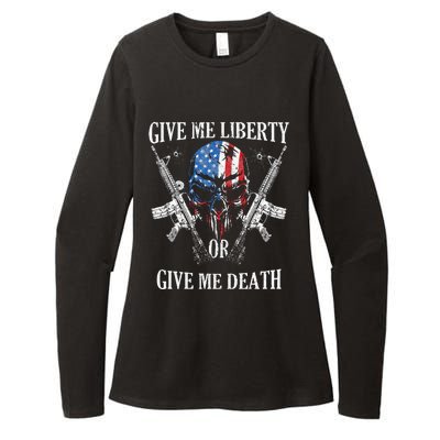 Give Me Liberty Or Give Me Death Skull Ar15 American Flag Womens CVC Long Sleeve Shirt