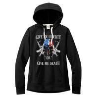 Give Me Liberty Or Give Me Death Skull Ar15 American Flag Women's Fleece Hoodie