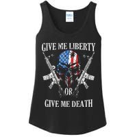 Give Me Liberty Or Give Me Death Skull Ar15 American Flag Ladies Essential Tank