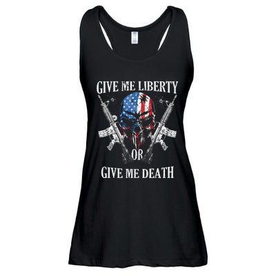 Give Me Liberty Or Give Me Death Skull Ar15 American Flag Ladies Essential Flowy Tank