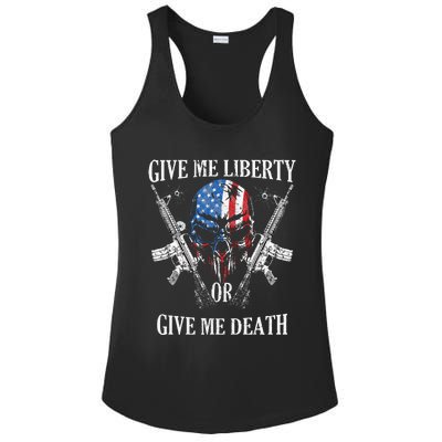 Give Me Liberty Or Give Me Death Skull Ar15 American Flag Ladies PosiCharge Competitor Racerback Tank