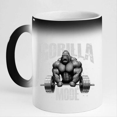 Gorilla Mode Lifting Weights Gym Workout Beast Motivation Meaningful Gift 11oz Black Color Changing Mug