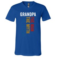 Grandpa Myth Legend Funny Granddad Opa Grandfather Gift V-Neck T-Shirt