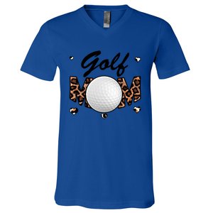 Golf Mom Leopard Funny Golf Mom Mother's Day Gift V-Neck T-Shirt