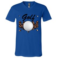 Golf Mom Leopard Funny Golf Mom Mother's Day Gift V-Neck T-Shirt