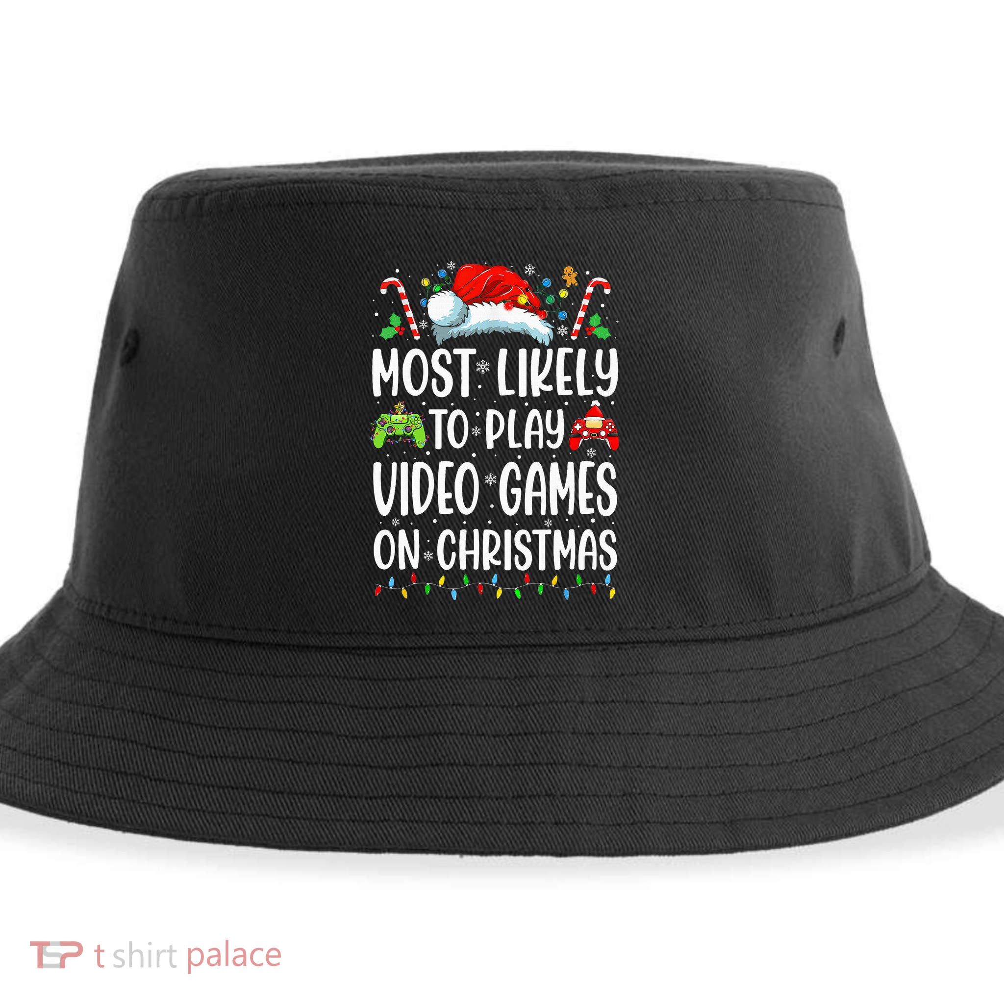 Gamer Most Likely To Play Video Games On Christmas Sustainable Bucket Hat