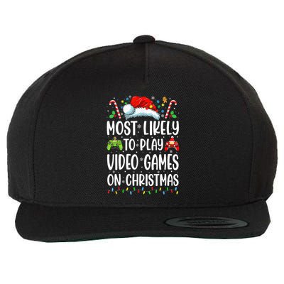 Gamer Most Likely To Play Video Games On Christmas Wool Snapback Cap