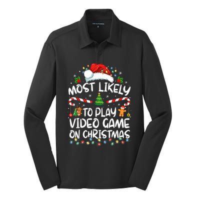 Gamer Most Likely To Play Video Games On Christmas Silk Touch Performance Long Sleeve Polo